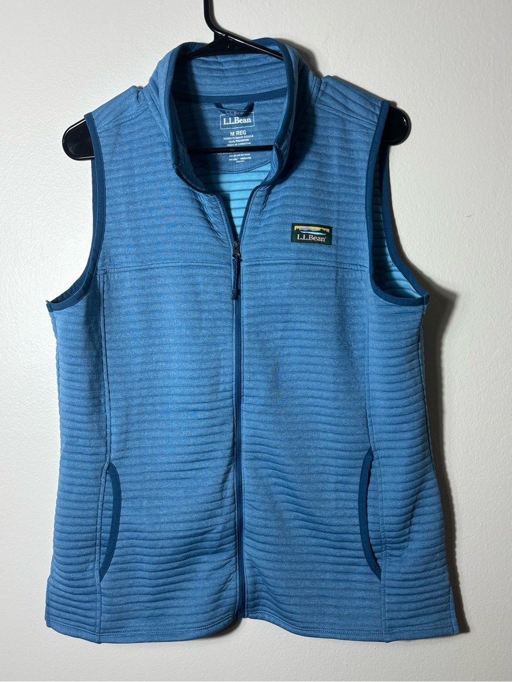 Womens M LL Bean Airlight Vest Full Zip Blue